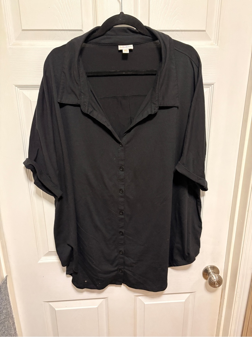 LulaRoe Black Button-Front Women’s Top - Relaxed Collared Shirt